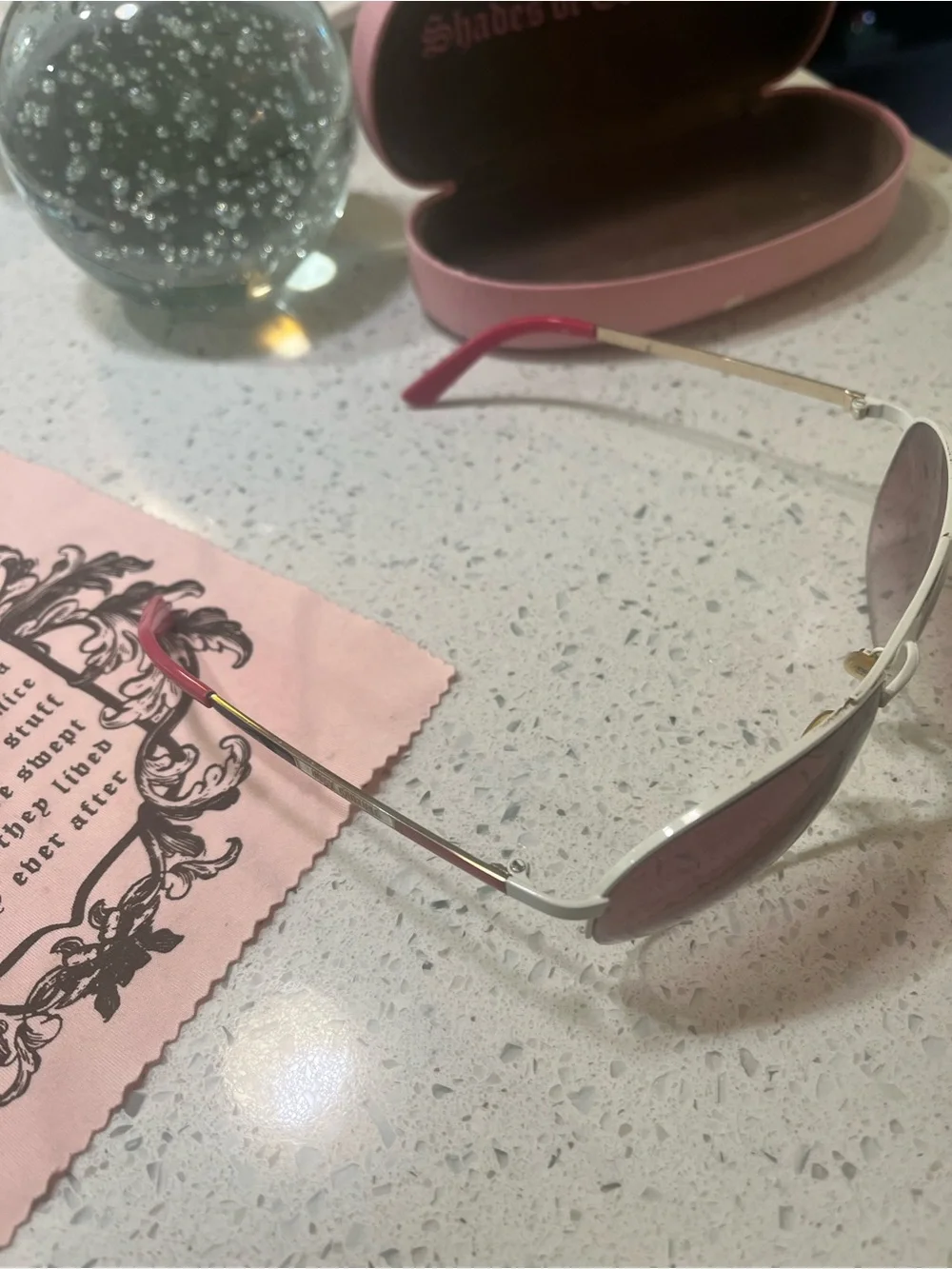 Juicy Couture Pink and Silver Aviator Sunglasses with Pink Case